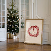 Mooie Aquarel Rode Krans Kerstposter Poster