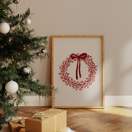 Mooie Aquarel Rode Krans Kerstposter Poster