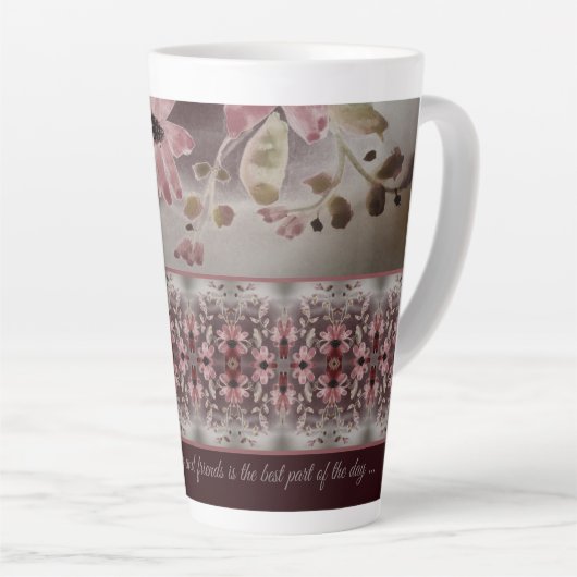 Mooie aquarel Rosy Pink Floral Latte Mok (Rechterhoek)