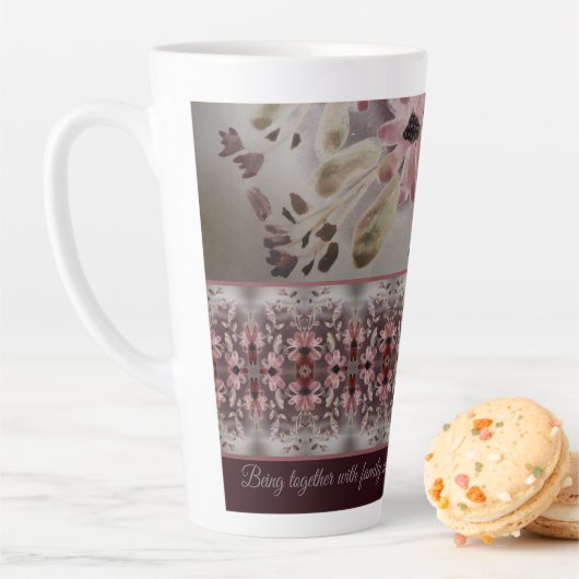 Mooie aquarel Rosy Pink Floral Latte Mok (In situ)