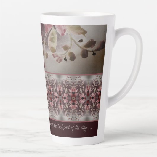 Mooie aquarel Rosy Pink Floral Latte Mok (Rechts)