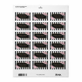 Mooie aquarel roze bloemen zwarte strepen etiket (Full Sheet)