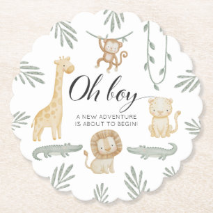 Mooie Aquarel Safari Jungle Oh Jongen Baby Shower  Kartonnen Onderzetters