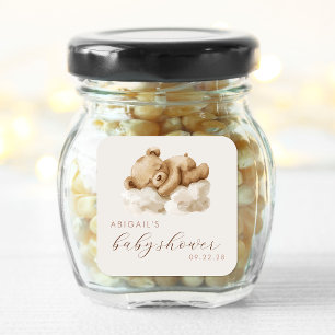 Mooie Aquarel Teddybeer Baby Shower Vierkante Sticker