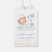 Mooie Aquarel Teddybeer Jongens Baby Shower Cadeaulabel (Achterkant)