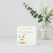 Mooie Aquarel Teddybeer Luier Raffle Informatiekaartje (Staand voorkant)
