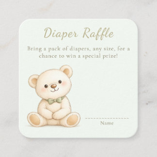 Mooie Aquarel Teddybeer Luier Raffle Informatiekaartje