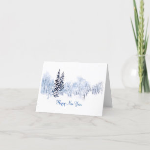 Mooie aquarel tekening winterlandschap feestdagen kaart