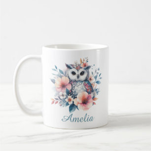 Mooie aquarel Uil Kersenbloesem Persoonlijk Koffiemok