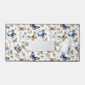 Mooie Aquarel Vlinder Bloemmotief Bureaumat (Keyboard & Muis)