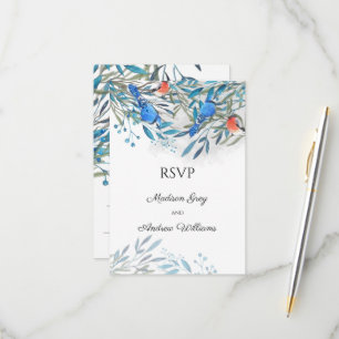 Mooie Aquarel Vogels en Blad RSVP Kaartje