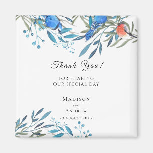 Mooie Aquarel Vogels en Blad Thank You Magneet