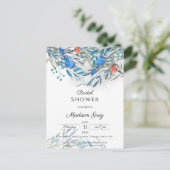 Mooie Aquarel Vogels & Foliage Bruidsshowers Uitnodiging Briefkaart (Staand voorkant)