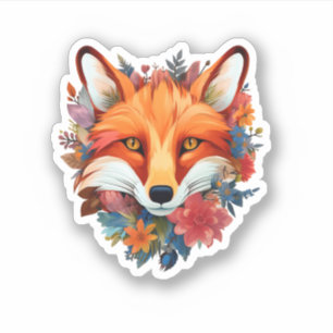 Mooie Aquarel Vos Bloem Schattig Sticker