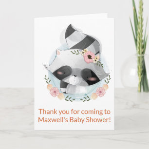 Mooie Aquarel Wasbeer Baby Shower Bedankkaart Feestdagen Kaart