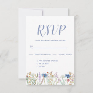 Mooie Aquarel Wilde Bloem Bruiloft RSVP Kaartje