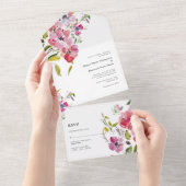 Mooie aquarel wilde bloemen trouwontwerp all in one uitnodiging (Afscheurbaar)