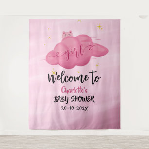 Mooie Aquarel Wolk Meisje Baby Shower Achtergrond Wandkleed
