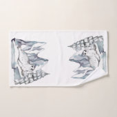 Mooie Aquarel Zeehond Dennenbomen Sneeuwvlokken Wi Bad Handdoek (Handdoek)