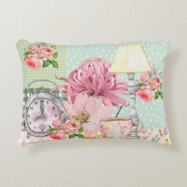 Mooie aquarelillustraties zoals roze bloemen accent kussen