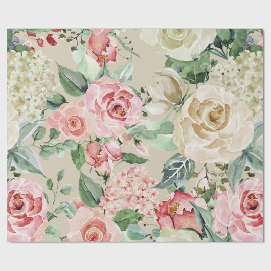 Mooie Aquarelrozen Bruiloft Cadeaupapier (Vlak)