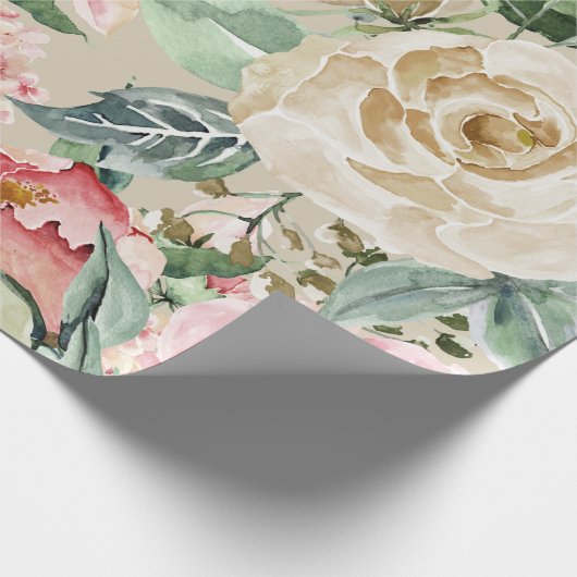 Mooie Aquarelrozen Bruiloft Cadeaupapier (Hoek)