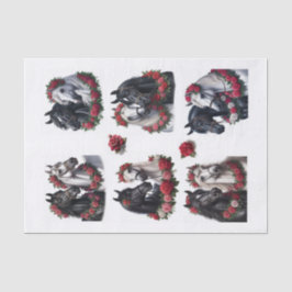 Mooie Arabische paarden met rode roos kransen Tissuepapier