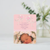 Mooie Argyle Roze Baby Meisje Aankondiging (Staand voorkant)