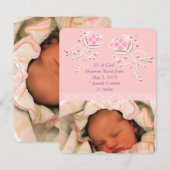 Mooie Argyle Roze Baby Meisje Aankondiging (Voorkant / Achterkant)