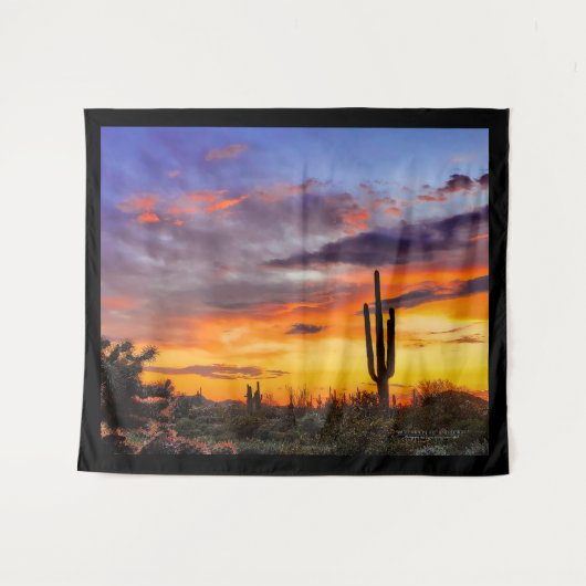 Mooie Arizona Sunset Saguaro en Cholla Cactus Wandkleed (Voorkant (horizontaal))