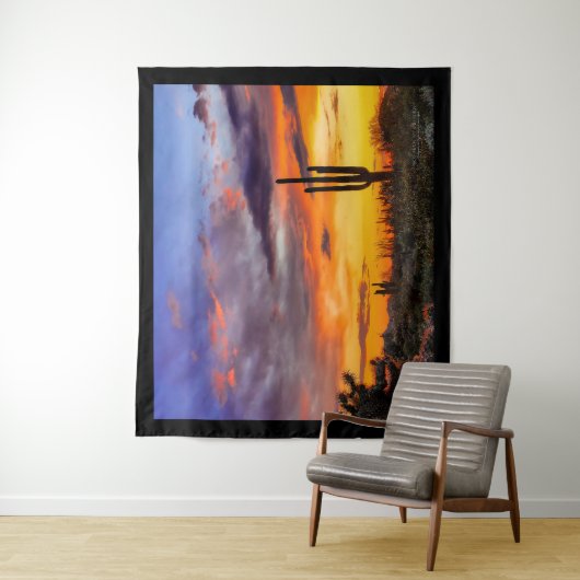 Mooie Arizona Sunset Saguaro en Cholla Cactus Wandkleed (In situ)