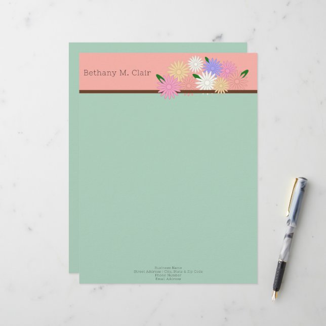 Mooie Arrangement van Kleurrijke Daisies op Sill Briefhoofd (Voorkant / Achterkant in situ)