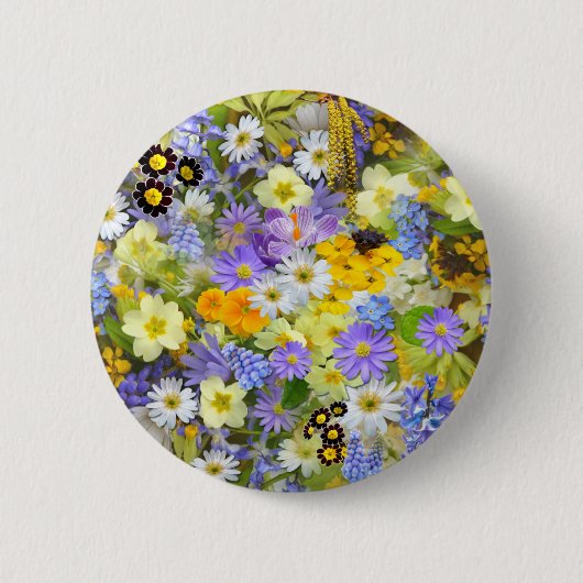 Mooie array van kleurrijke bloemen ronde button 5,7 cm (Voorkant)