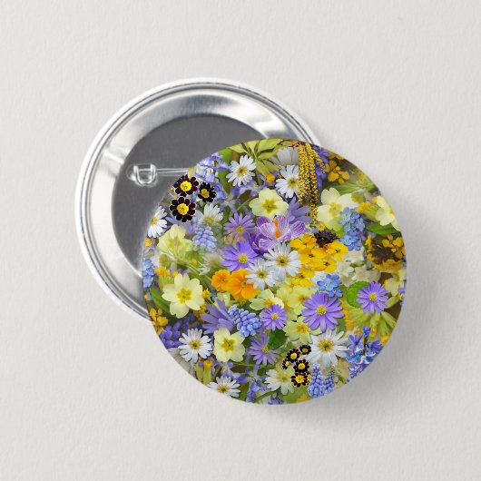 Mooie array van kleurrijke bloemen ronde button 5,7 cm (Voorkant /achterkant)