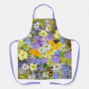 Mooie array van kleurrijke bloemen, schort