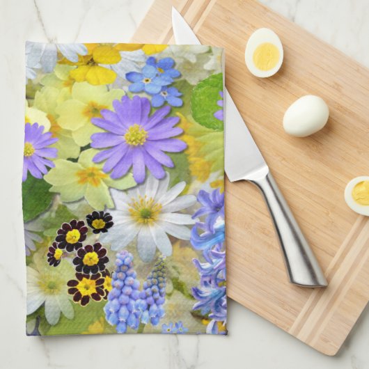 Mooie array van kleurrijke bloemen, theedoek (Quarter Fold)