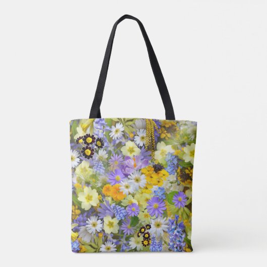 Mooie array van kleurrijke bloemen, tote bag (Achterkant)