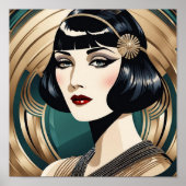 Mooie Art Deco 1920s Flapper Poster (Voorkant)