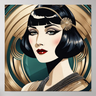Mooie Art Deco 1920s Flapper Poster