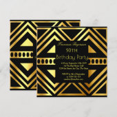 Mooie Art Deco 50th Birthday Party Gold Black Kaart (Voorkant / Achterkant)