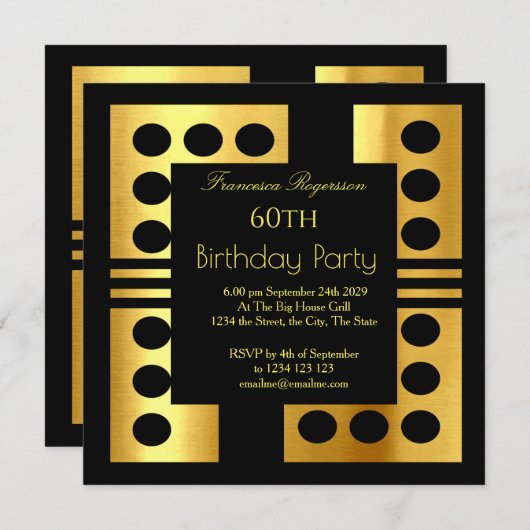 Mooie Art Deco 60th Birthday Party Gold Black Kaart (Voorkant / Achterkant)