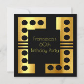 Mooie Art Deco 60th Birthday Party Gold Black Kaart (Achterkant)