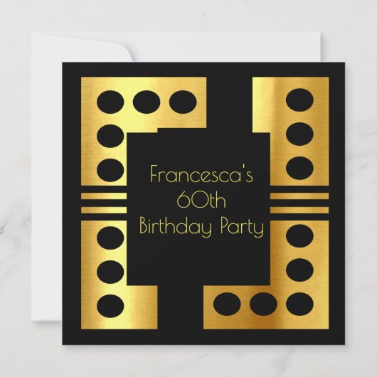 Mooie Art Deco 60th Birthday Party Gold Black Kaart (Achterkant)