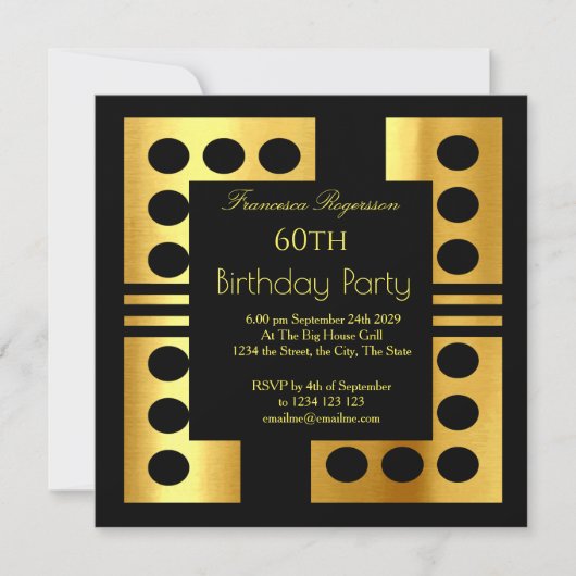 Mooie Art Deco 60th Birthday Party Gold Black Kaart (Voorkant)