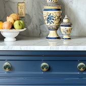 Mooie Art Deco Blauwe Gouden Turquoise Pauw Keramische Knop