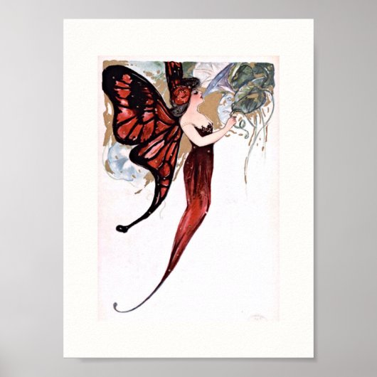 Mooie Art Deco Butterfly Fairy Poster (Voorkant)