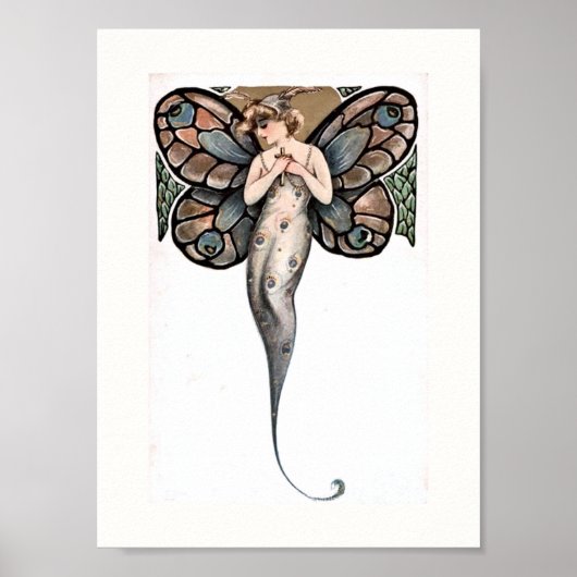Mooie Art Deco Butterfly Fairy Poster (Voorkant)