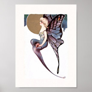 Mooie Art Deco Butterfly Fairy Poster