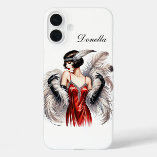 Mooie Art Deco dame voeg je naam toe  iPhone 16 Plus Hoesje
