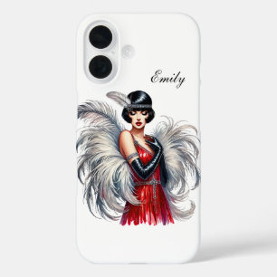 Mooie Art Deco dame voeg uw naam toe iPhone 16 Hoesje